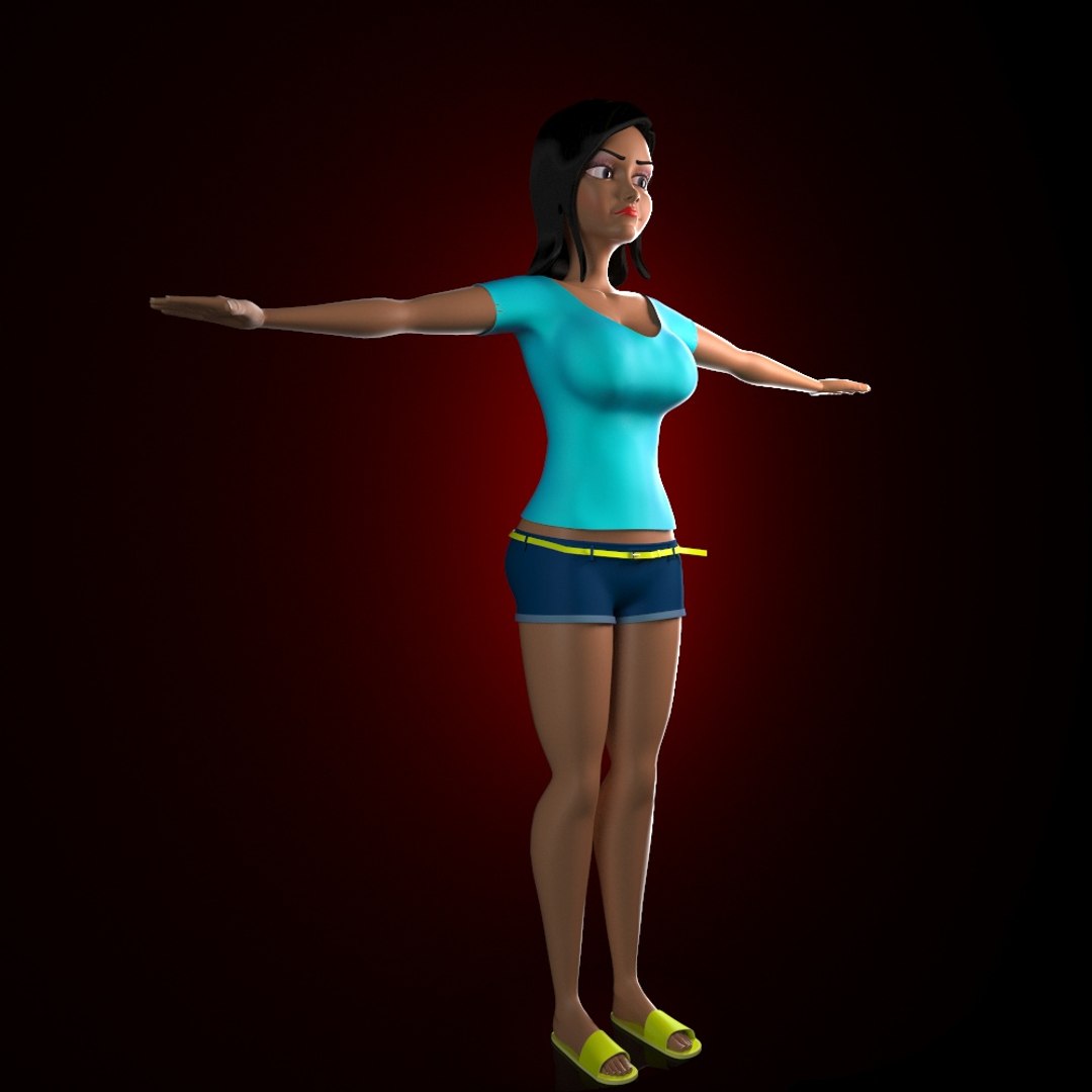 Rigged Cartoon Girl 3d Model 