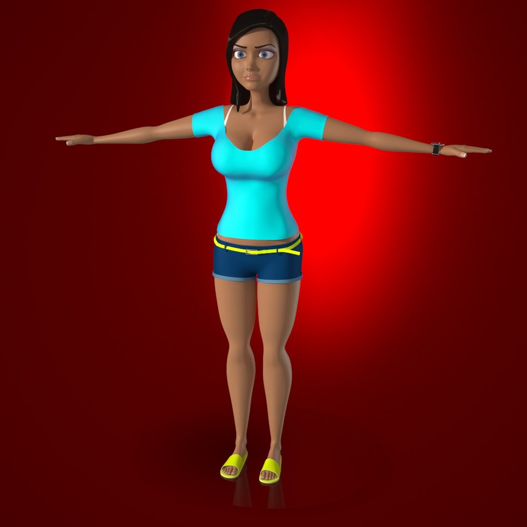 Rigged Cartoon Girl 3d Model