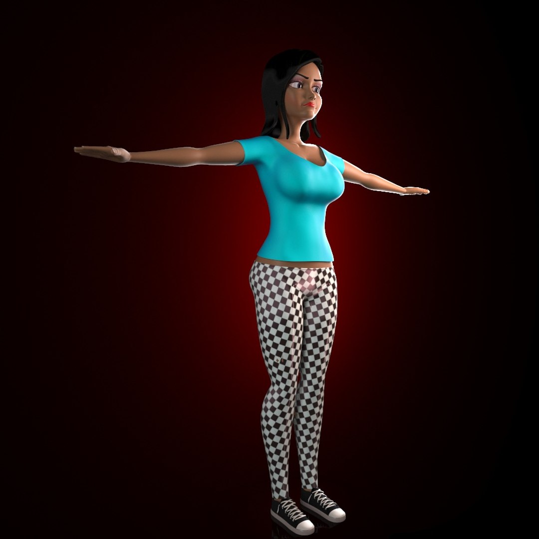 Rigged Cartoon Girl 3d Model 3487