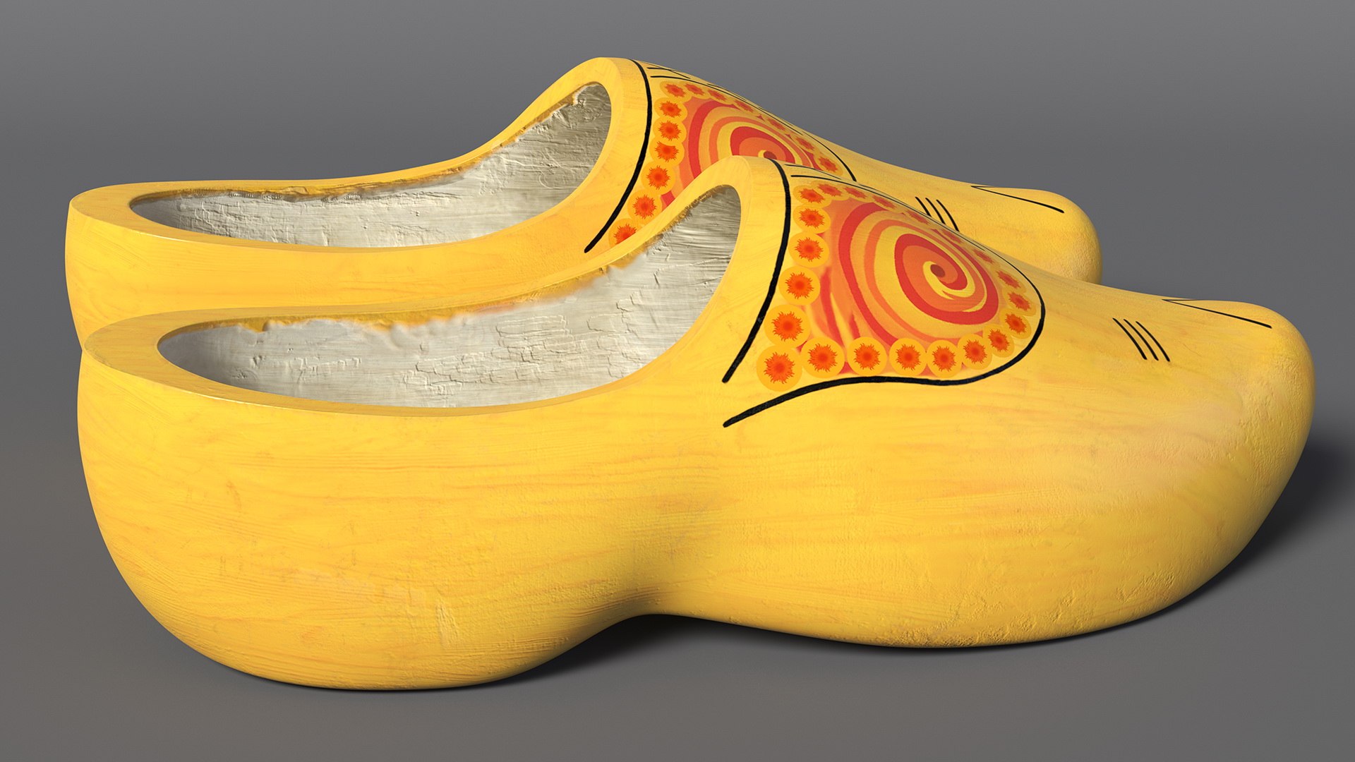 3D Dutch Wooden Clogs Yellow model - TurboSquid 1971893