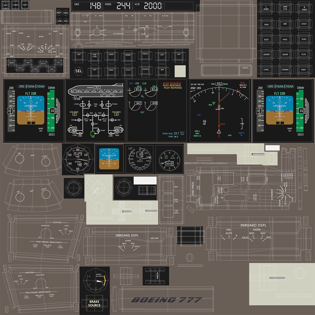 Boeing 777 Cockpit 3d Model Turbosquid 1349157 5437