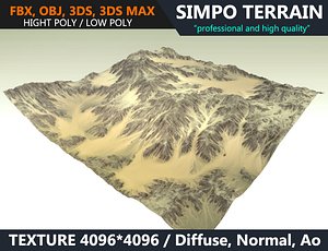 realistic terrain polys games 3D model