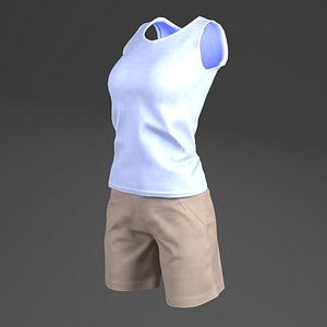 female s sleeveless shirts 3D model