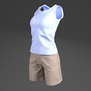 Sleeveless shirts, Short pants (For Woman, PBR, LowPoly)