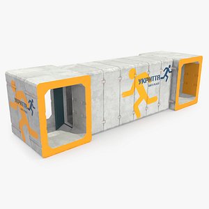 Ukrainian Modular Concrete Bomb Shelter Unit 3D model