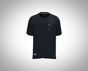 Mens t-shirt design with technical pocket in chest and two fabrics 3D model