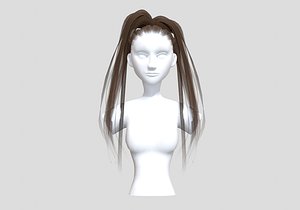 Thin Pigtail Hairstyle 3D model