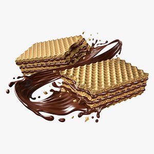 3D Wafer Chocolate Splash 006 model