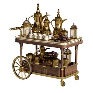 Luxury Arabic Coffee Hospitality Cart 3D model