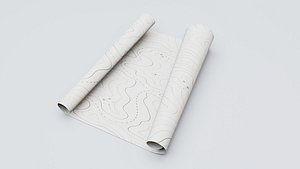 3D Rolled up Map with Texture - 3D Asset