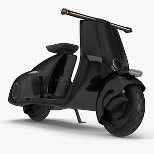Designer Electric Scooter Black Parked 3D model
