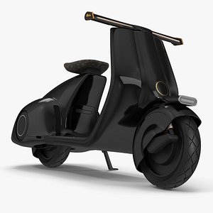 Designer Electric Scooter Black Parked