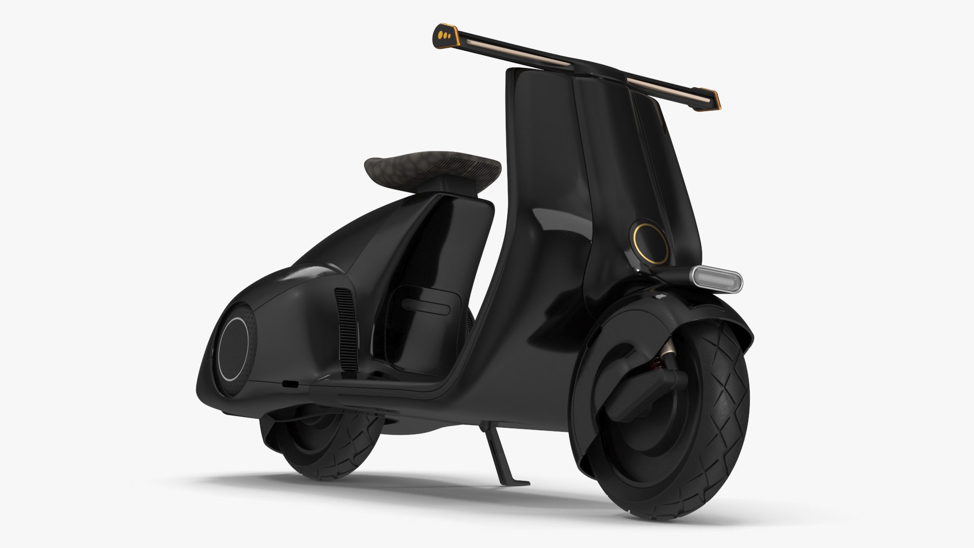 Designer Electric Scooter Black Parked 3D model preview