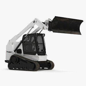Tracked Skid Steer Bobcat With Dozer Blade Rigged model