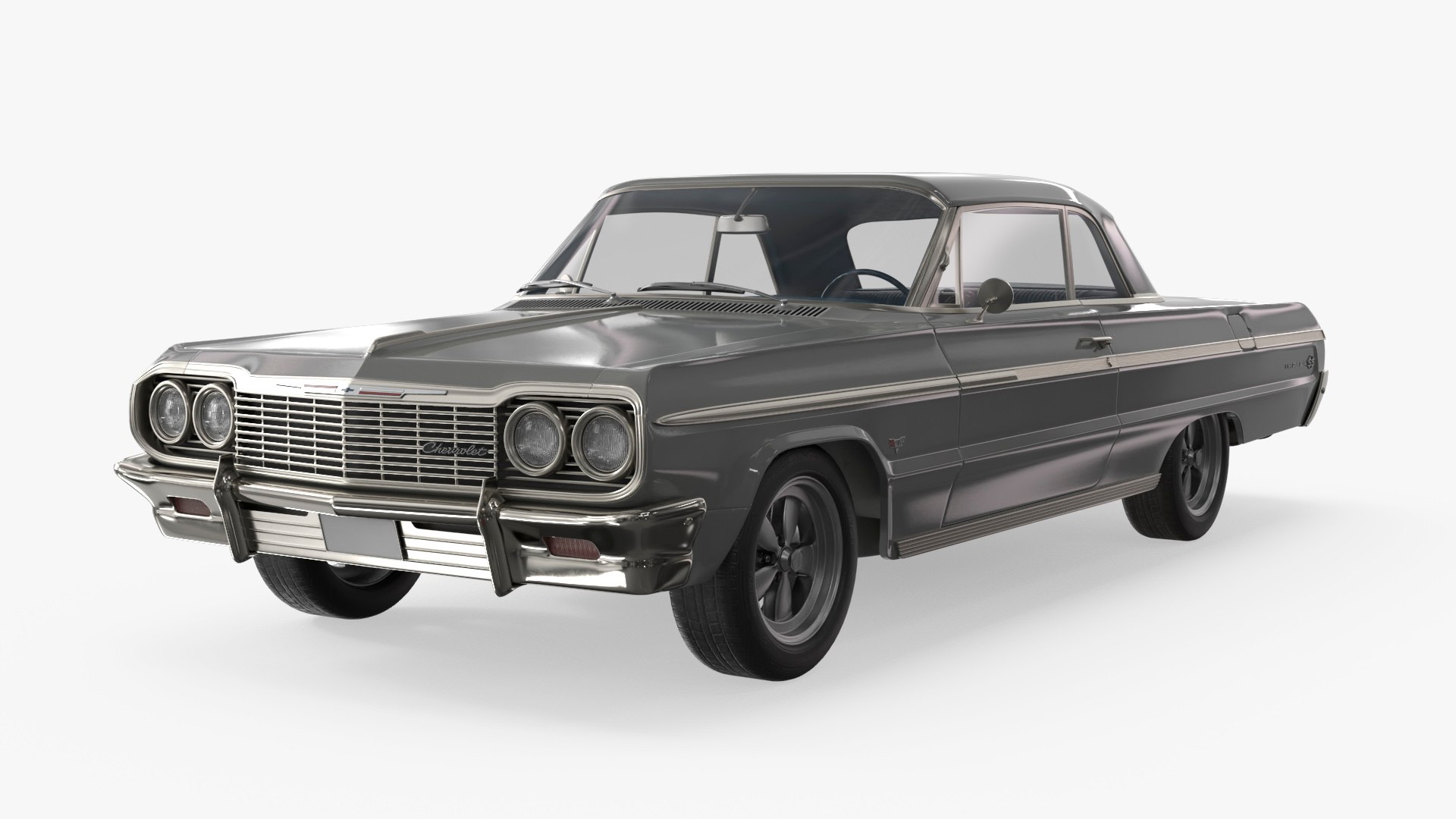 Chevrolet Impala Coupe 1964 Lowrider Silver 3D model preview