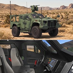 Tactical Vehicle with Heavy Machine Gun Rigged for Maya 3D