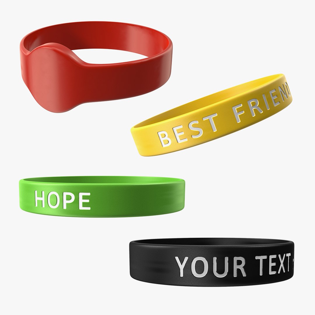 Rubber Bracelets Collection 3D model preview