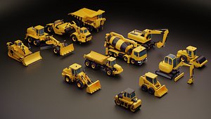 Construction Vehicle Pack Low poly- game asset model