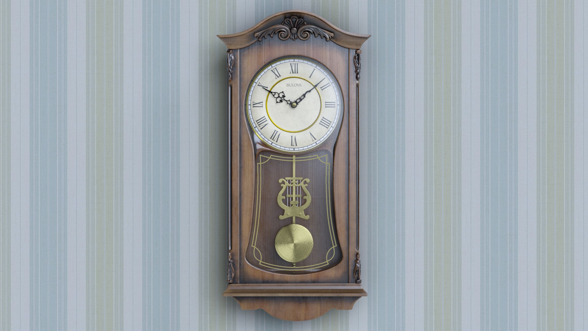 3D Bulova Pendulum Wall Clock Model - TurboSquid 1511156