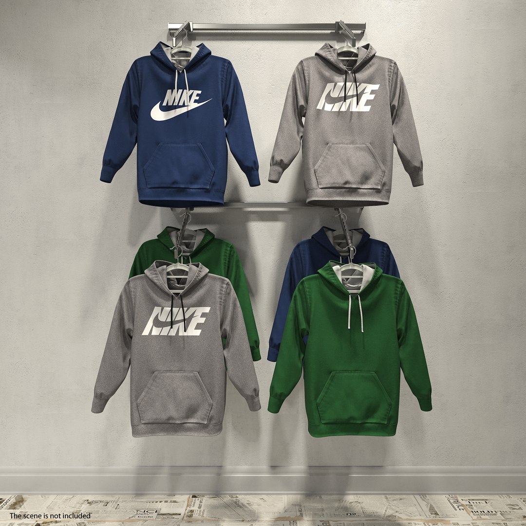 Nike Grey Hoodie 3D model preview