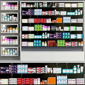 Rack with medicines and cosmetics 3D model