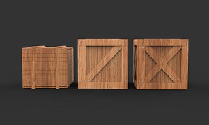 Wooden Box Low-poly 3D model