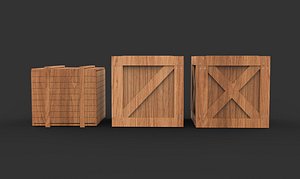 Wooden Box Low-poly 3D model