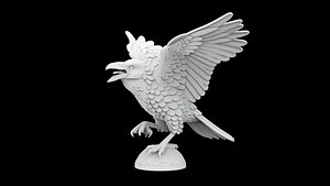 3D Crow Mid-Caw with Raised Wings