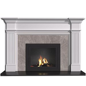 Modern fireplace in classic style with marble