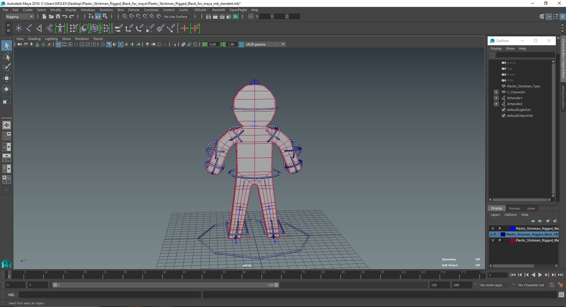 Plastic Stickman Rigged Black For Maya Model - TurboSquid 2121922