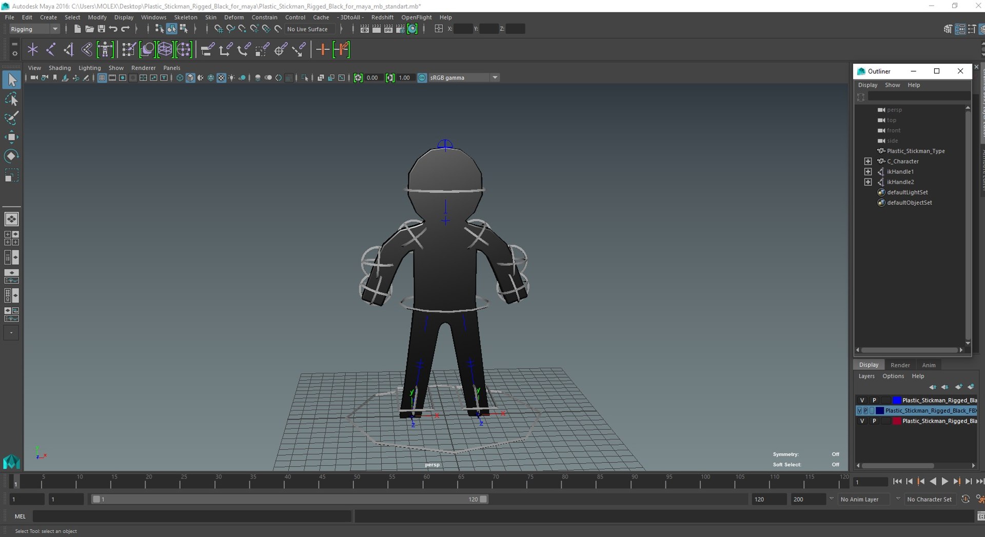 Plastic Stickman Rigged Black For Maya Model - TurboSquid 2121922