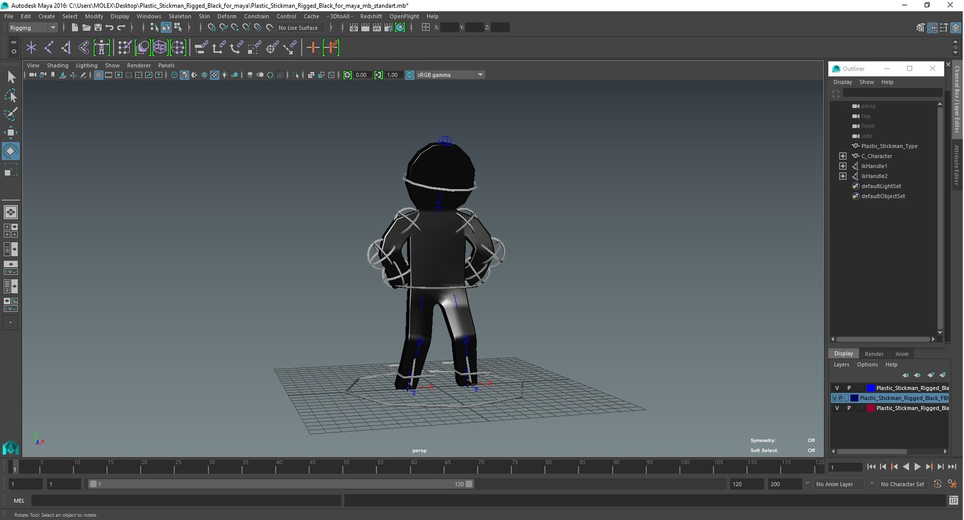 Plastic Stickman Rigged Black For Maya Model - TurboSquid 2121922