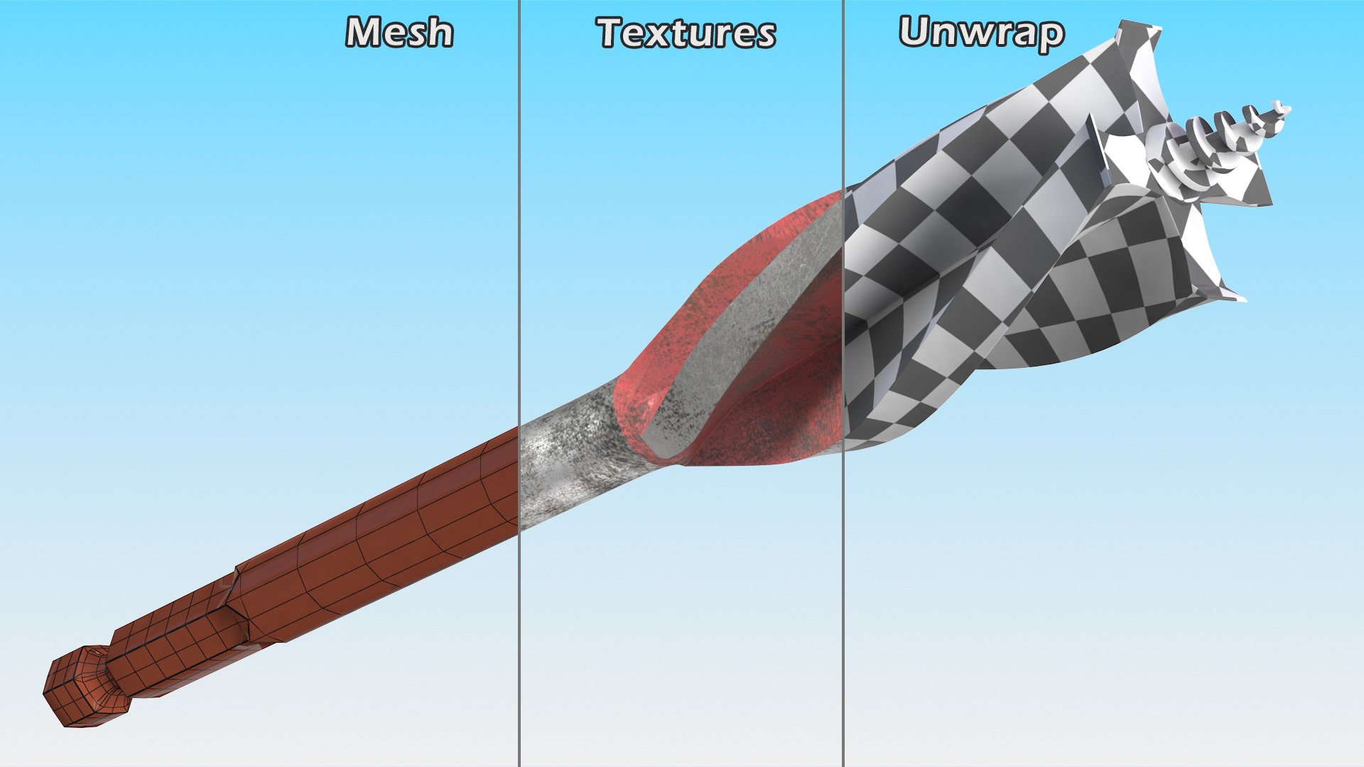 3D Tri Flute Wood Drill Bit Old - TurboSquid 2110982