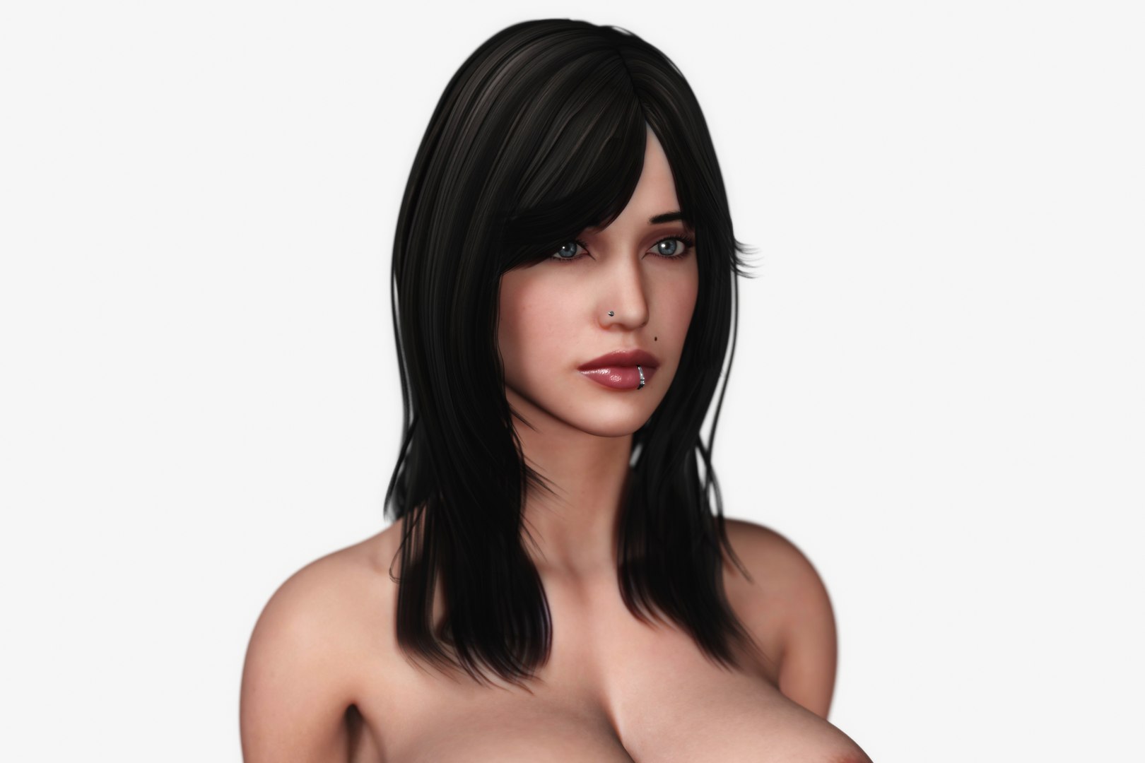 3D Long Haired Busty Brunette Woman Model - TurboSquid 1979190