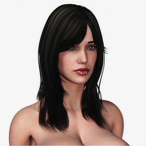 Long Haired Busty Brunette Woman