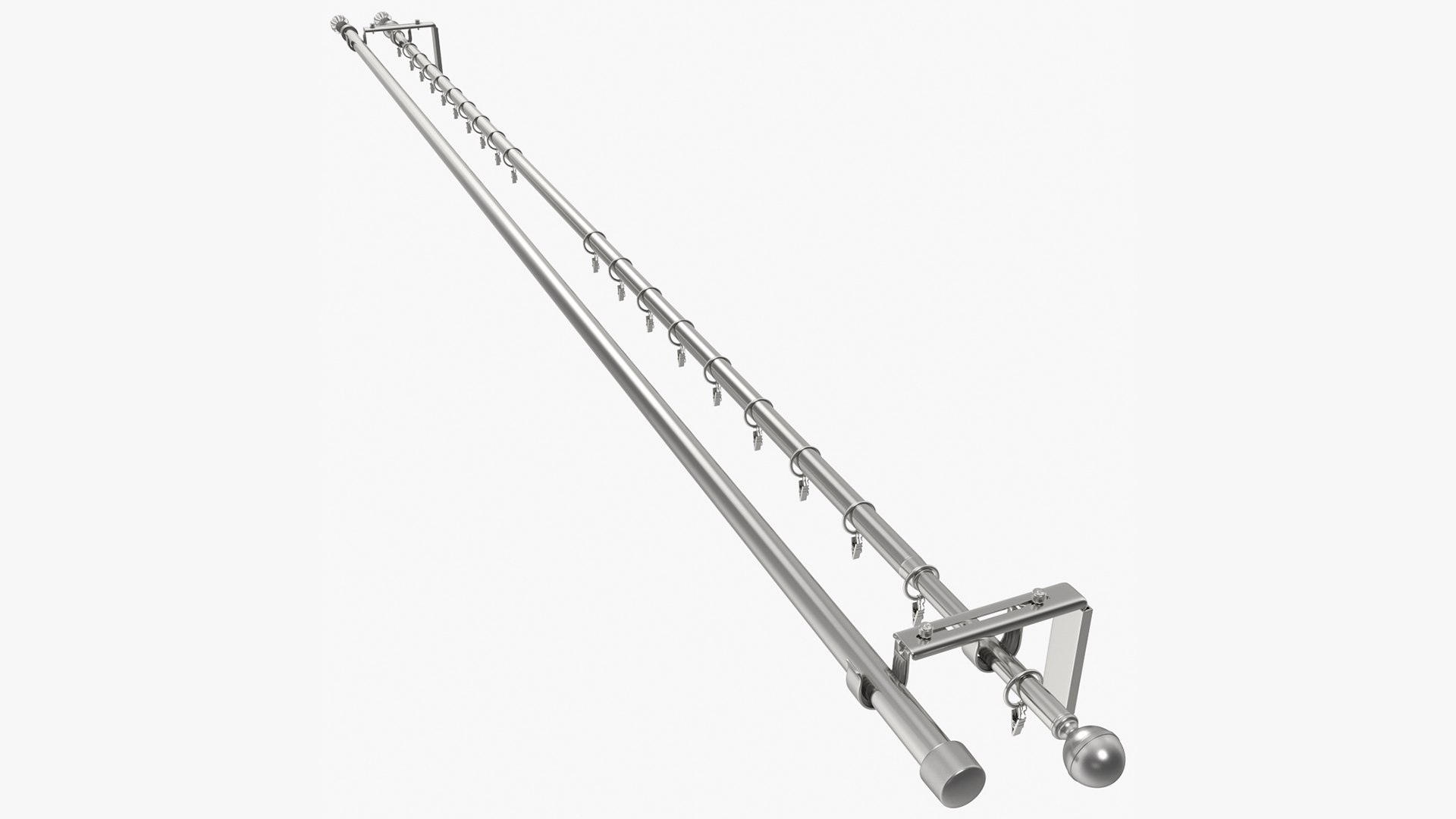 Silver Curtain Rods 3D model preview