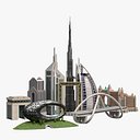 Dubai Landmark 3D Bundle Modern and Iconic Architecture 3D Model Collection