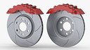 Slotted Brake Disc with Red Performance Caliper