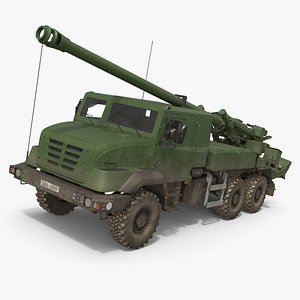CAESAR Mobile Howitzer System On 6x6 Chassis Green Used 3D model