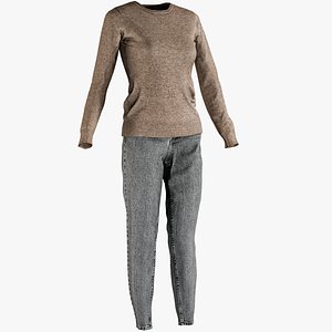 3D realistic women s jeans
