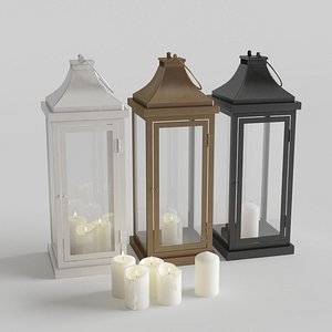 3D model outdoor floor lanterns candles