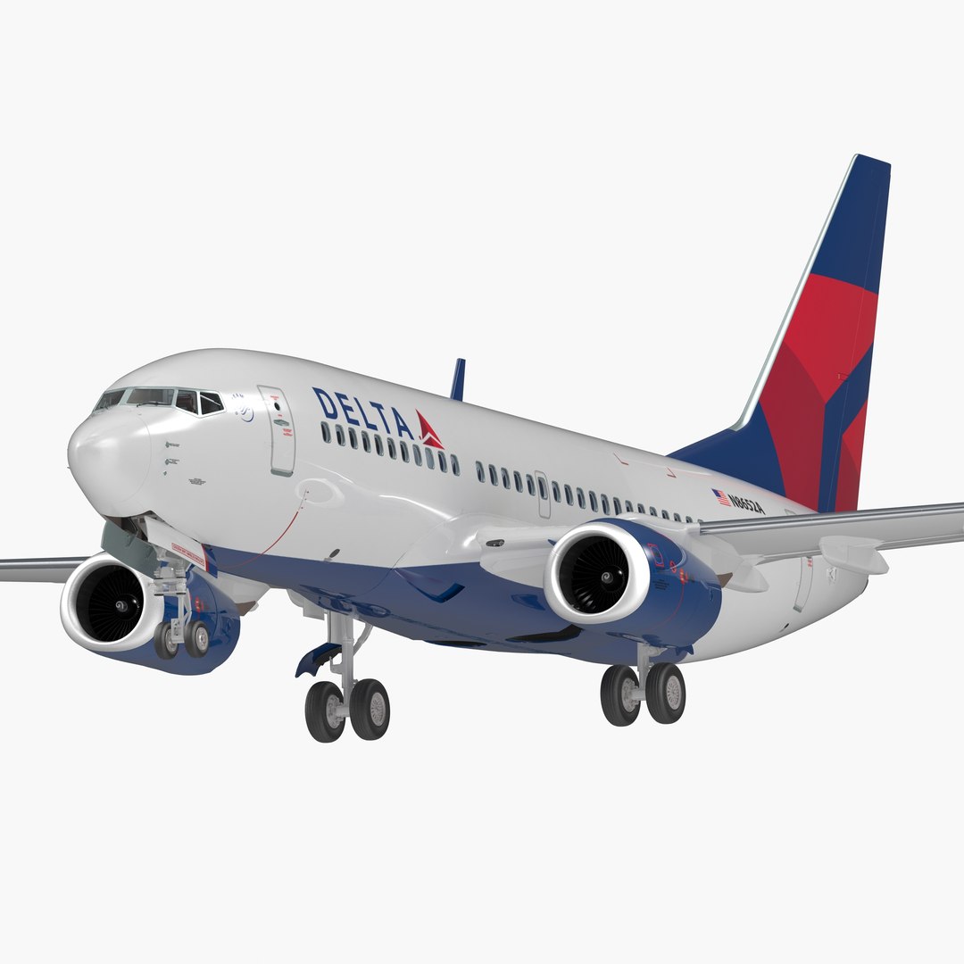 Boeing 737-700 with Interior Delta Air Lines Rigged 3D Model 3D model preview