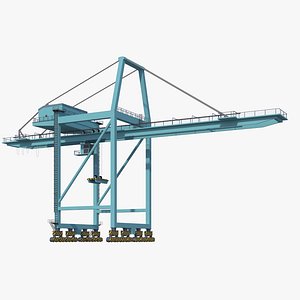 Container RTG Gantry Blue Harbour Cargo crane 3D model