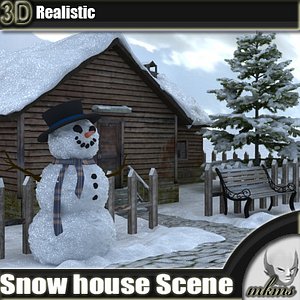 3d snow house scene model
