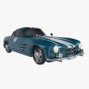 Retro Sport Car Mercedes SL Blue
