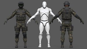 Military Soldier 04 - Game Ready Tactical Character Low-poly 3D model 3D model