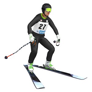 3D rigged skier ski model