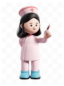 Cartoon style female nurse IP 3D