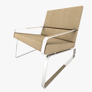 Light Beige Chrome Armchair