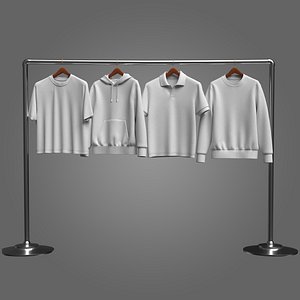 3D model Sweatshirt Hoodie Polo And T Shirt-on Hanger 3D Model